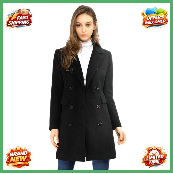 Jackets & Blazers - Women's Winter Trench Coat Double Breasted Notched Lapel Fully Lined